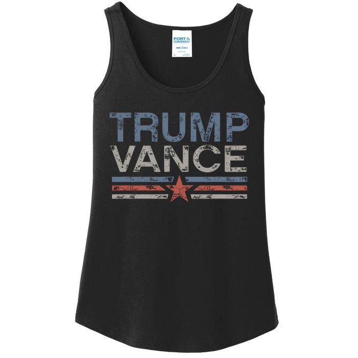 Trump Jd Vance 2024 Bold Retro Stripe Star Trump Vance 2024 Ladies Essential Tank