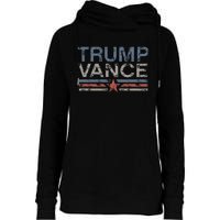 Trump Jd Vance 2024 Bold Retro Stripe Star Trump Vance 2024 Womens Funnel Neck Pullover Hood