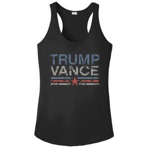 Trump Jd Vance 2024 Bold Retro Stripe Star Trump Vance 2024 Ladies PosiCharge Competitor Racerback Tank