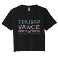 Trump Jd Vance 2024 Bold Retro Stripe Star Trump Vance 2024 Women's Crop Top Tee