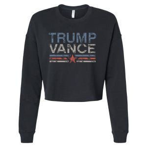 Trump Jd Vance 2024 Bold Retro Stripe Star Trump Vance 2024 Cropped Pullover Crew