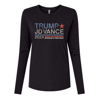 Trump Jd Vance 2024 Bold Retro Stripe Star Trump Vance 2024 Womens Cotton Relaxed Long Sleeve T-Shirt