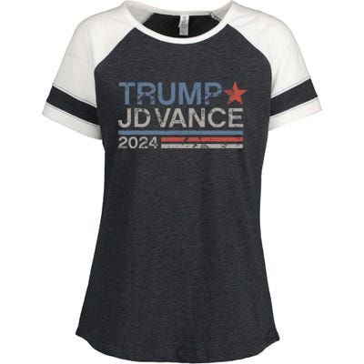 Trump Jd Vance 2024 Bold Retro Stripe Star Trump Vance 2024 Enza Ladies Jersey Colorblock Tee