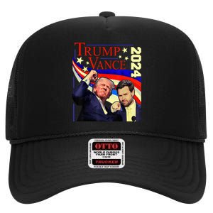 Trump Jd Vance 2024 Vp Presidential Election Maga Usa High Crown Mesh Back Trucker Hat