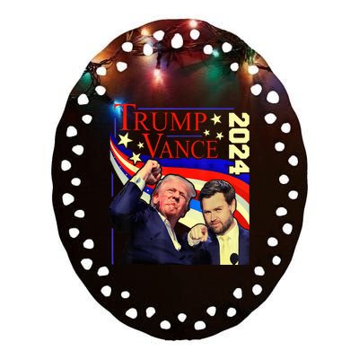 Trump Jd Vance 2024 Vp Presidential Election Maga Usa Ceramic Oval Ornament