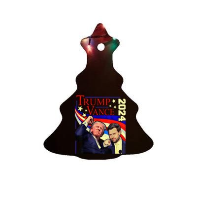 Trump Jd Vance 2024 Vp Presidential Election Maga Usa Ceramic Tree Ornament