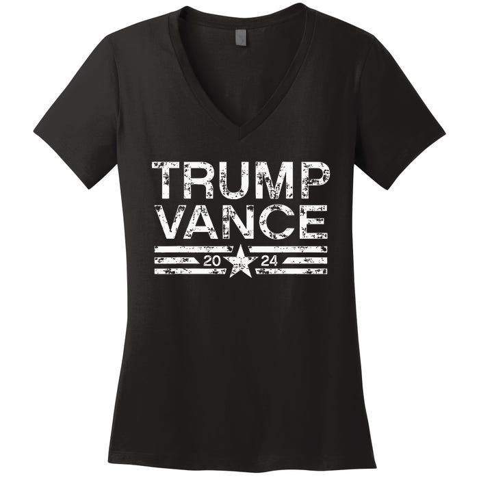 Trump J.D. Vance 2024 Retro Stripe Trump Vance Women's V-Neck T-Shirt