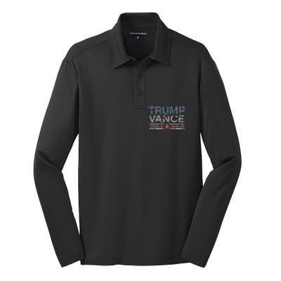 Trump Jd Vance 2024 Retro Stripe Trump Vance 2024 Silk Touch Performance Long Sleeve Polo