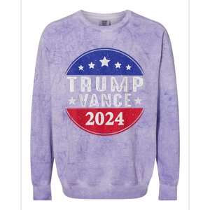 Trump Jd Vance 2024 Retro Us American Flag Trump Vance 2024 Colorblast Crewneck Sweatshirt