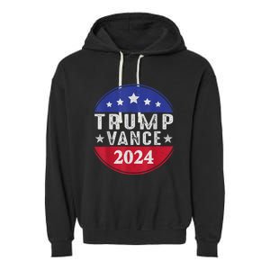 Trump Jd Vance 2024 Retro Us American Flag Trump Vance 2024 Garment-Dyed Fleece Hoodie