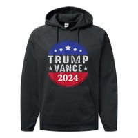 Trump Jd Vance 2024 Retro Us American Flag Trump Vance 2024 Performance Fleece Hoodie