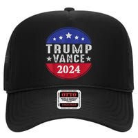 Trump Jd Vance 2024 Retro Us American Flag Trump Vance 2024 High Crown Mesh Back Trucker Hat