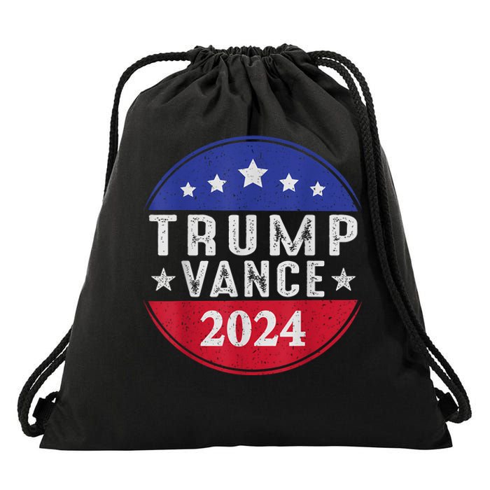 Trump Jd Vance 2024 Retro Us American Flag Trump Vance 2024 Drawstring Bag