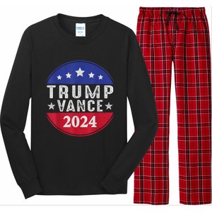 Trump Jd Vance 2024 Retro Us American Flag Trump Vance 2024 Long Sleeve Pajama Set