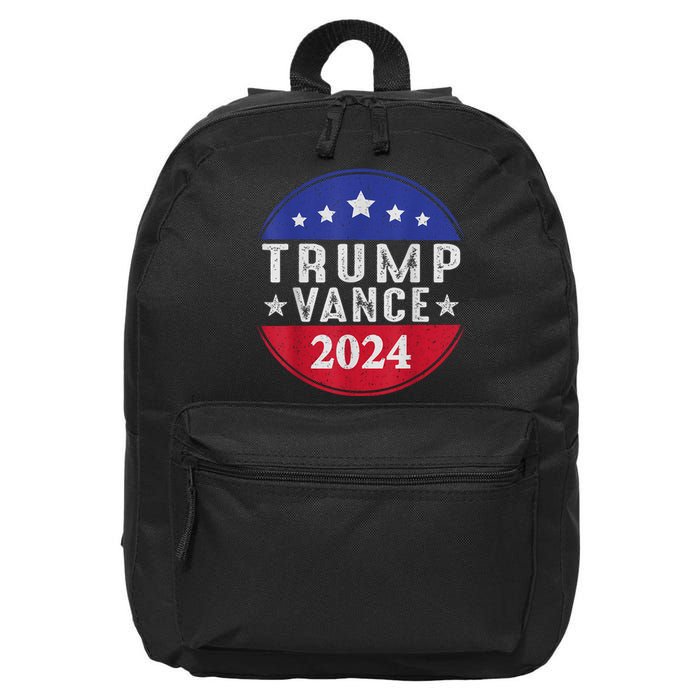 Trump Jd Vance 2024 Retro Us American Flag Trump Vance 2024 16 in Basic Backpack