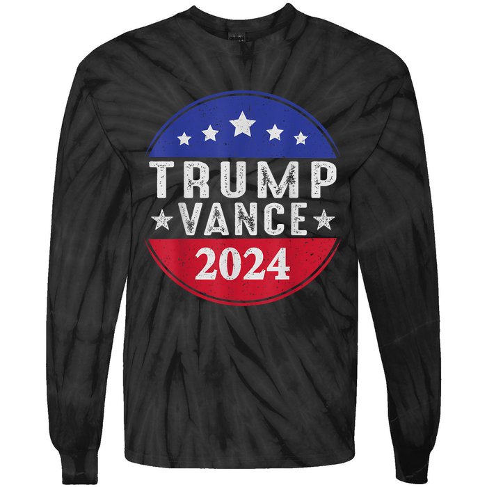 Trump Jd Vance 2024 Retro Us American Flag Trump Vance 2024 Tie-Dye Long Sleeve Shirt