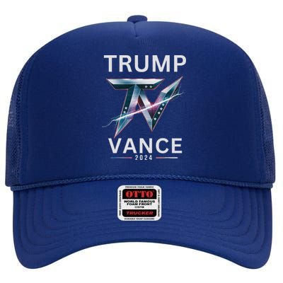 Trump Jd Vance Take America Back Election 47th Us President High Crown Mesh Back Trucker Hat