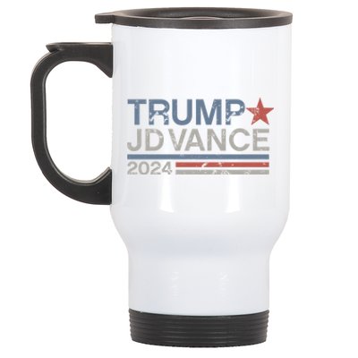 Trump Jd Vance 2024 Retro Stripe Trump Vance Stainless Steel Travel Mug