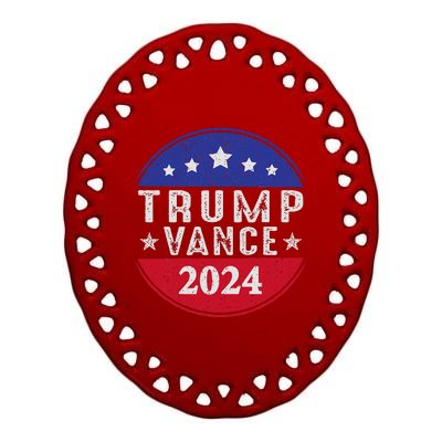 Trump Jd Vance 2024 Us American Flag Ceramic Oval Ornament