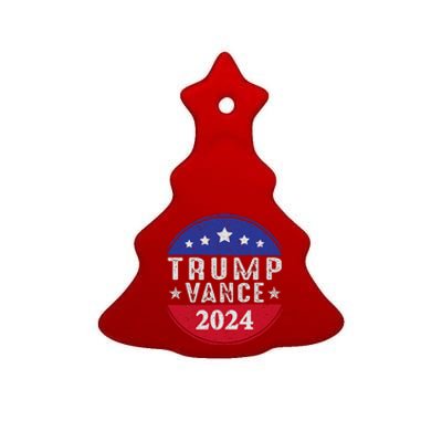 Trump Jd Vance 2024 Us American Flag Ceramic Tree Ornament