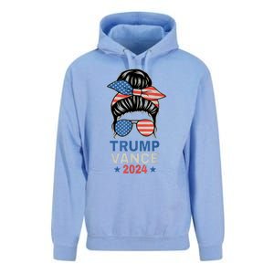 Trump Jd Vance Messy Bun Us Flag And Star Trump Vance 2024 Unisex Surf Hoodie