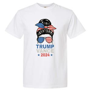 Trump Jd Vance Messy Bun Us Flag And Star Trump Vance 2024 Garment-Dyed Heavyweight T-Shirt