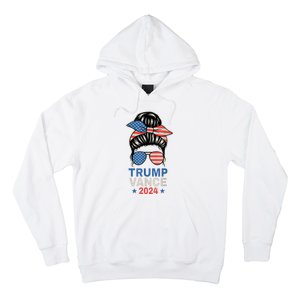 Trump Jd Vance Messy Bun Us Flag And Star Trump Vance 2024 Hoodie