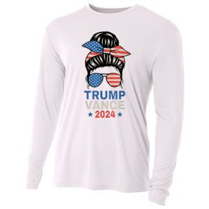 Trump Jd Vance Messy Bun Us Flag And Star Trump Vance 2024 Cooling Performance Long Sleeve Crew