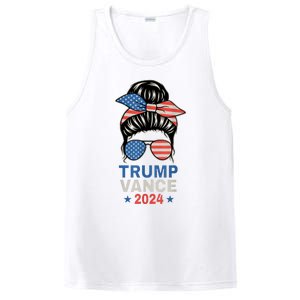 Trump Jd Vance Messy Bun Us Flag And Star Trump Vance 2024 PosiCharge Competitor Tank