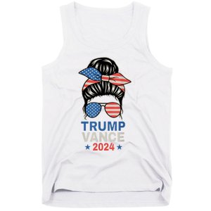 Trump Jd Vance Messy Bun Us Flag And Star Trump Vance 2024 Tank Top