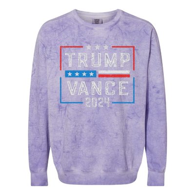 Trump Jd Vance 2024 Retro Stripe And Star Trump Vance 2024 Colorblast Crewneck Sweatshirt