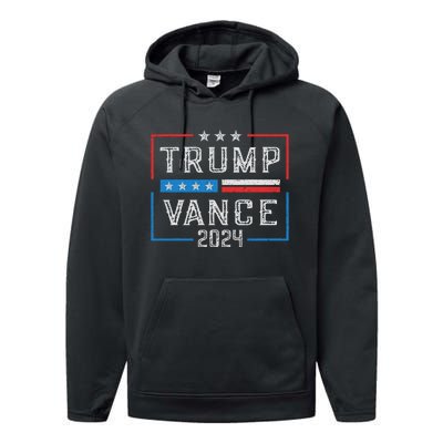 Trump Jd Vance 2024 Retro Stripe And Star Trump Vance 2024 Performance Fleece Hoodie