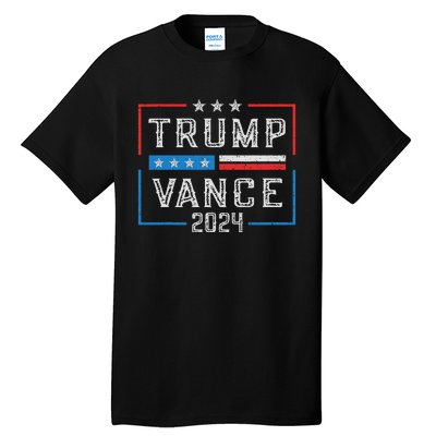 Trump Jd Vance 2024 Retro Stripe And Star Trump Vance 2024 Tall T-Shirt