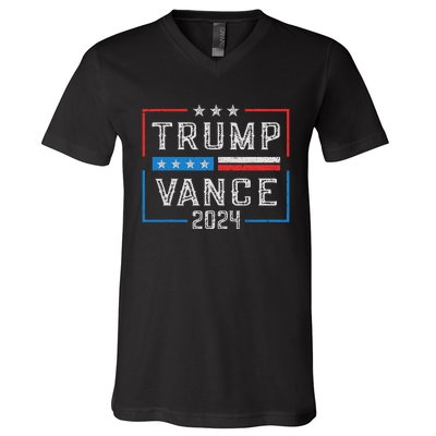 Trump Jd Vance 2024 Retro Stripe And Star Trump Vance 2024 V-Neck T-Shirt