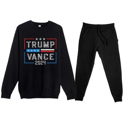 Trump Jd Vance 2024 Retro Stripe And Star Trump Vance 2024 Premium Crewneck Sweatsuit Set