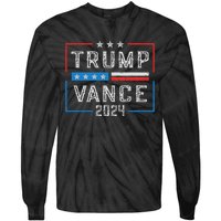 Trump Jd Vance 2024 Retro Stripe And Star Trump Vance 2024 Tie-Dye Long Sleeve Shirt