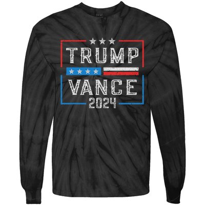 Trump Jd Vance 2024 Retro Stripe And Star Trump Vance 2024 Tie-Dye Long Sleeve Shirt