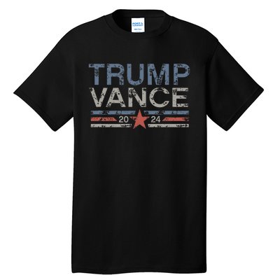 Trump Jd Vance 2024 Retro Stripe And Star Trump Vance 2024 Tall T-Shirt