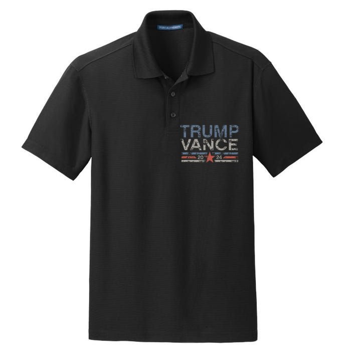 Trump Jd Vance 2024 Retro Stripe And Star Trump Vance 2024 Dry Zone Grid Polo