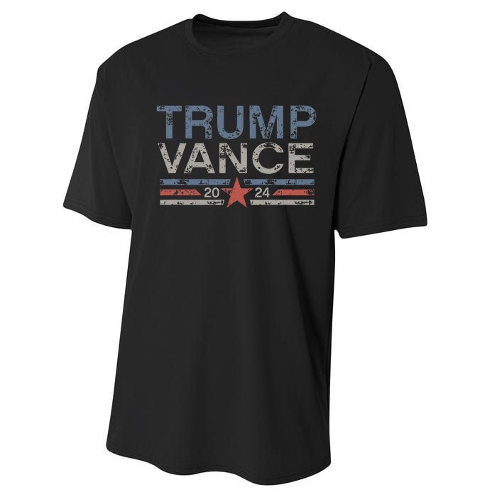 Trump Jd Vance 2024 Retro Stripe And Star Trump Vance 2024 Performance Sprint T-Shirt