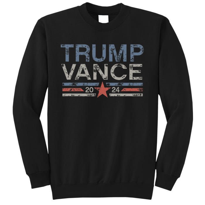 Trump Jd Vance 2024 Retro Stripe And Star Trump Vance 2024 Tall Sweatshirt