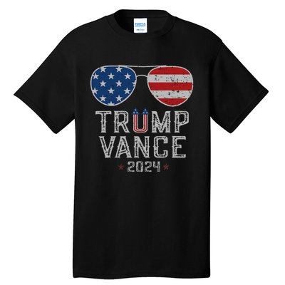 Trump Jd Vance 2024 Retro Stripe And Star Trump Vance 2024 Tall T-Shirt