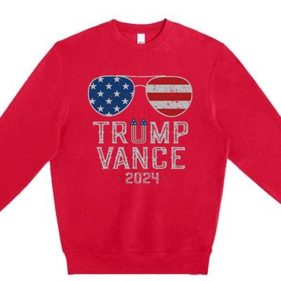 Trump Jd Vance 2024 Retro Stripe And Star Trump Vance 2024 Premium Crewneck Sweatshirt