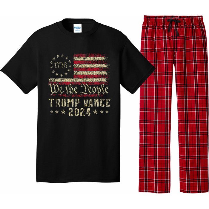 Trump Jd Vance 1776 Retro Us American Flag Trump Vance 2024 Pajama Set