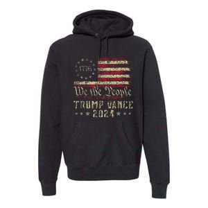 Trump Jd Vance 1776 Retro Us American Flag Trump Vance 2024 Premium Hoodie