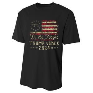 Trump Jd Vance 1776 Retro Us American Flag Trump Vance 2024 Performance Sprint T-Shirt