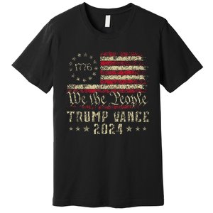 Trump Jd Vance 1776 Retro Us American Flag Trump Vance 2024 Premium T-Shirt