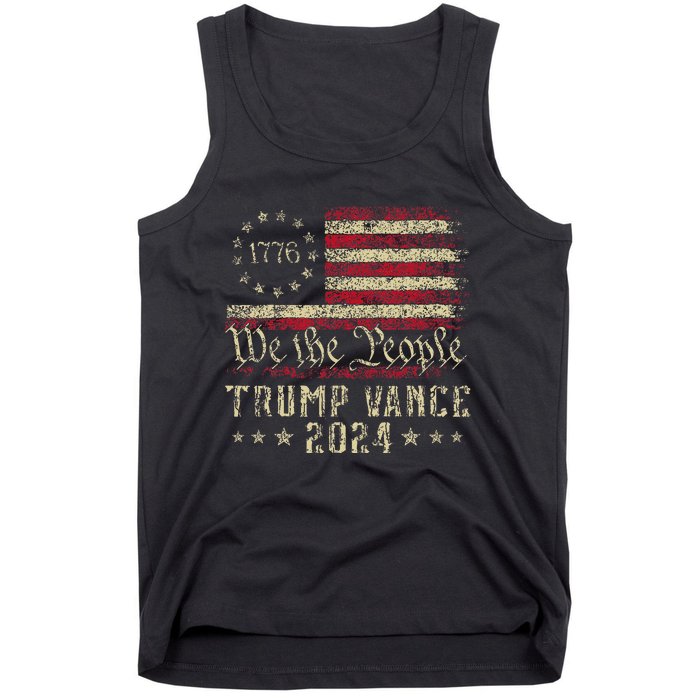 Trump Jd Vance 1776 Retro Us American Flag Trump Vance 2024 Tank Top