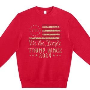 Trump Jd Vance 1776 Retro Us American Flag Trump Vance 2024 Premium Crewneck Sweatshirt