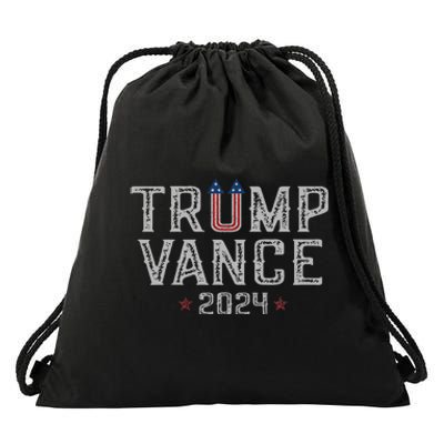 Trump Jd Vance 2024 Retro Stripe And Star Trump Vance 2024 Drawstring Bag